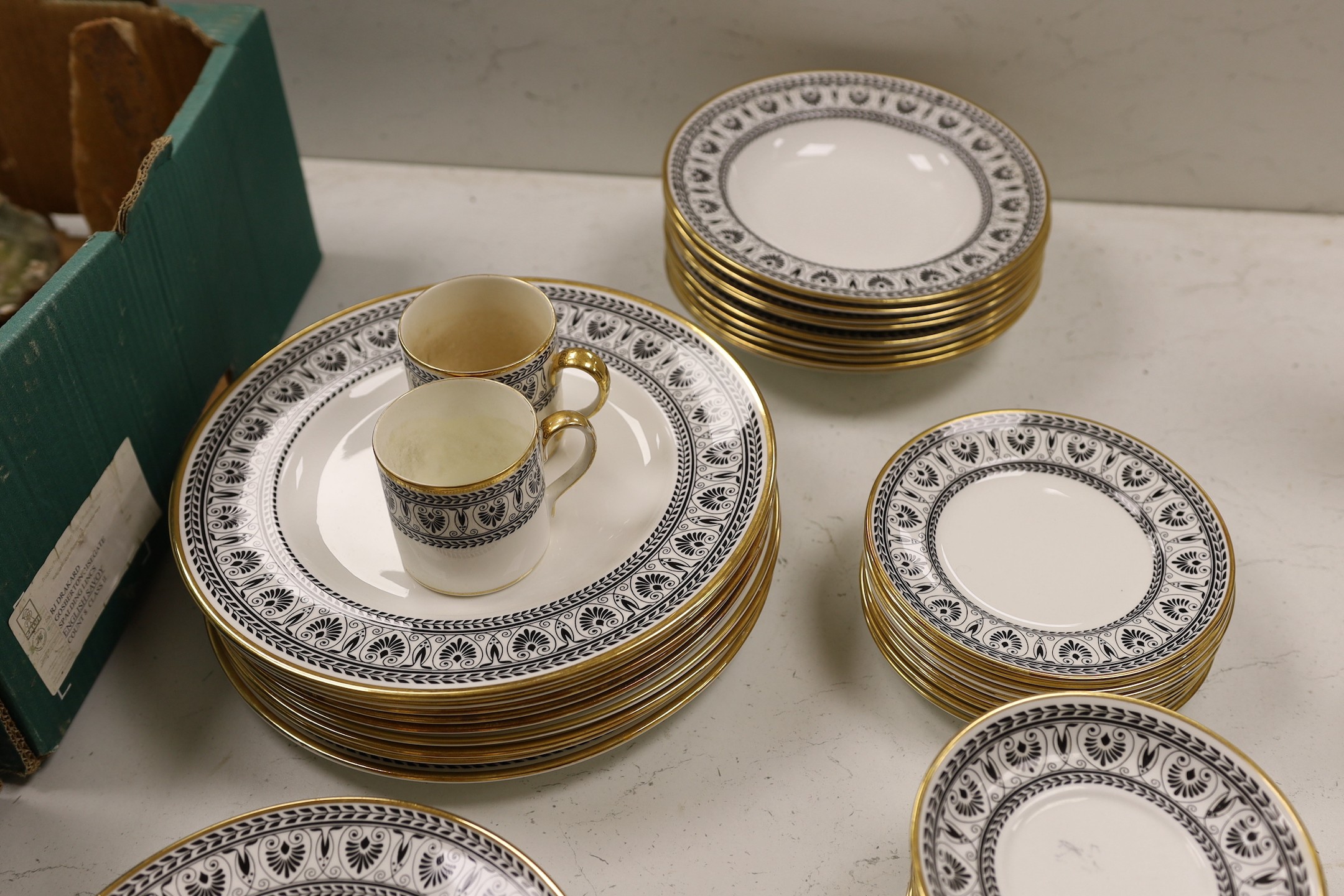 A Royal Staffordshire black Victoria dinner coffee service